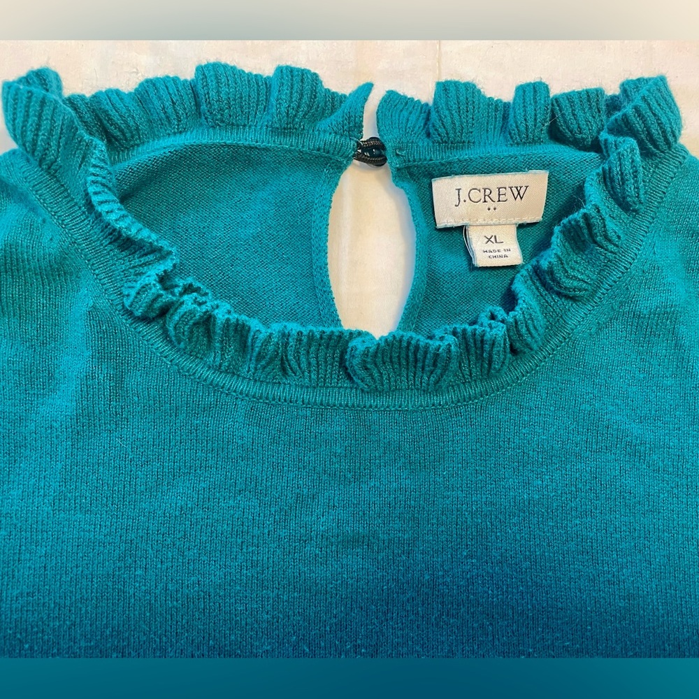 J. Crew Factory Women's Cotton Ruffle Neck Sweater (XL) - Picture 3 of 7